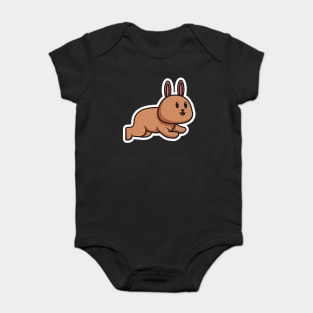 Cute Baby Rabbit Jumping Cartoon Sticker vector illustration. Animal nature icon concept. Funny furry white hares, Easter bunnies jumping sticker vector design with shadow. Baby Bodysuit